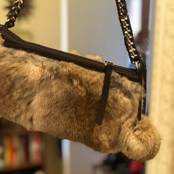 SOLD - Rabbit Fur with Leather Trim - Hand Bag - Picture 2 of 7